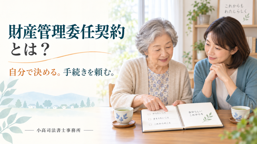 財産管理委任契約とは？ 自分で決める。手続きを頼む。