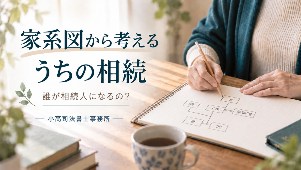 家系図から考える、うちの相続。家族関係をノートに書き出す手元のイメージ